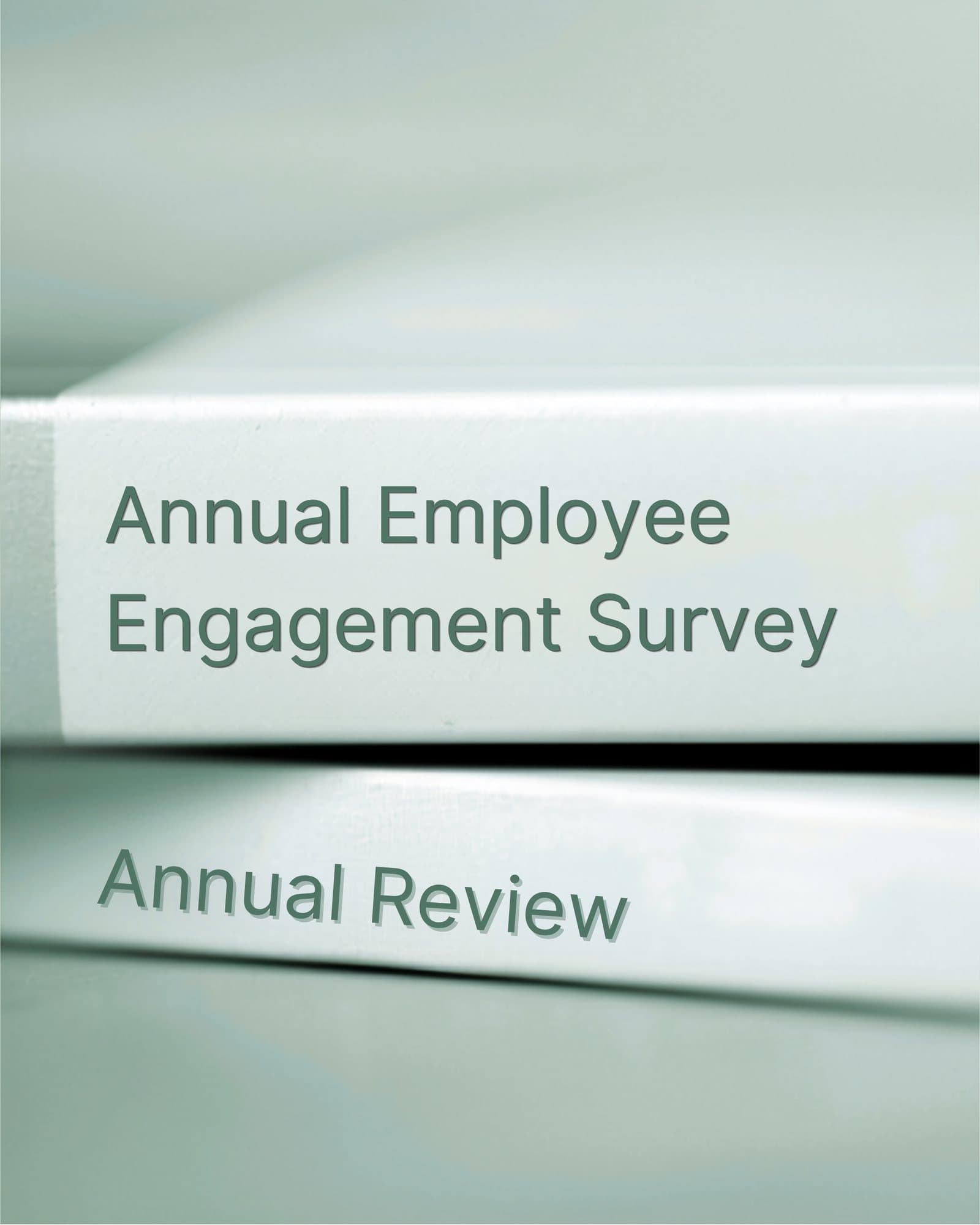 Two binders on a shelf, labeled Annual Employee Engagement Survey and Annual Review — the standard HR tools that never surface a caregiving crisis.